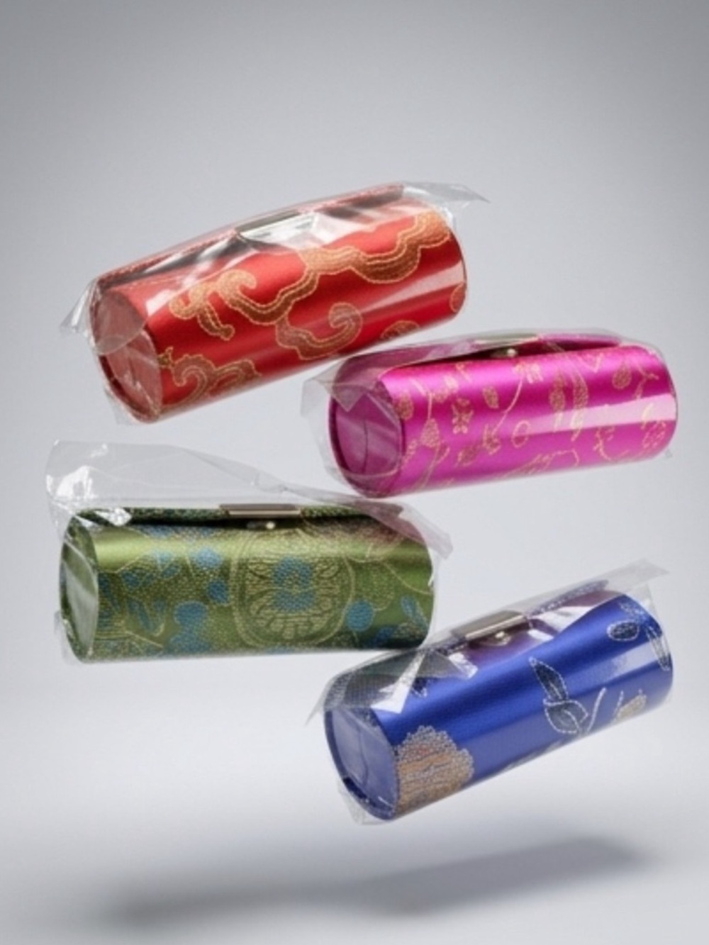 Elegant Satin  Roll Case - Multiple Colors lipstick holders  glam (bundle of 4)